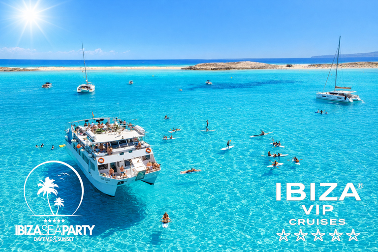 Ibiza: Formentera VIP Boat Paella, BBQ, OpenBar, DJ & Sunset BASIC TICKET with 5h Open Bar & Breakfast