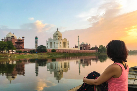 Taj Mahal Achteruitzicht Yamuna boottocht rondvaart