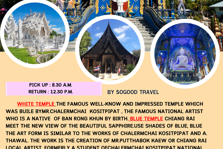 Chiangrai : Half Day Tour 3 Famous Temples / (Private tour)