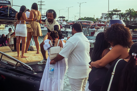 Cartagena: Sunset party on a boat and at a beach club
