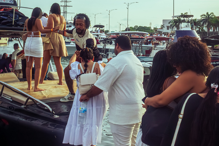 Cartagena: Sunset party on a boat and at a beach club