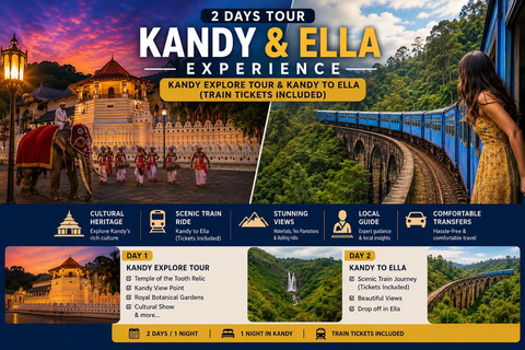 From Kandy: 2-Day Highlights Tour with Scenic Train to Ella