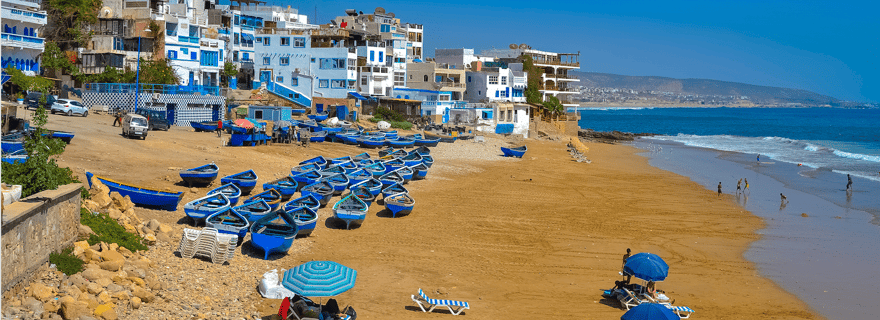 Agadir : visite d'une demi-journée à Taghazout et les maisons colorées d'Aghroud