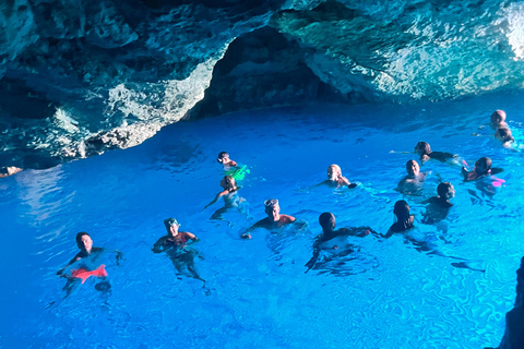 Glass-Bottom Boat Trip to Shipwreck Beach & Blue Caves Shared Glass-Bottom Cruise to Shipwreck & Caves