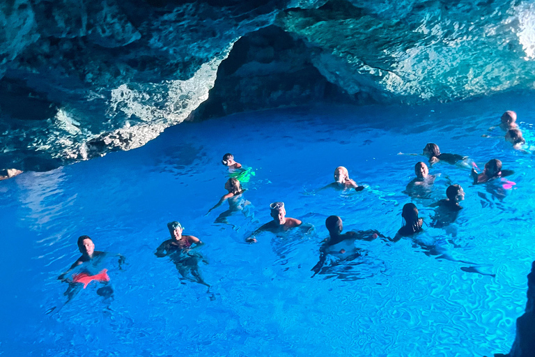 Glass-Bottom Boat Trip to Shipwreck Beach & Blue Caves Shared Glass-Bottom Cruise to Shipwreck & Caves