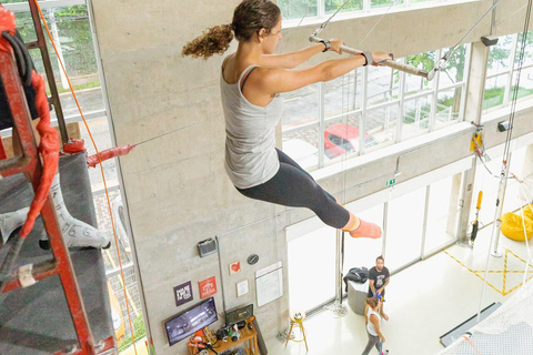 Fly high on a trapeze in the city of Sao Paulo
