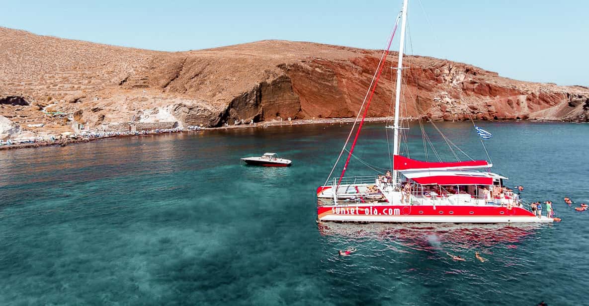 Santorini: Premium Catamaran Cruise with Fresh BBQ & Drinks