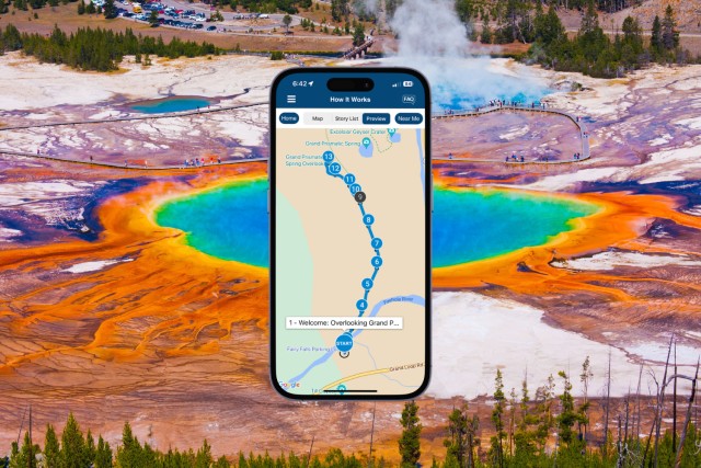 Visit Grand Prismatic Self-Guided Walking Audio Tour in Yellowstone National Park, Wyoming