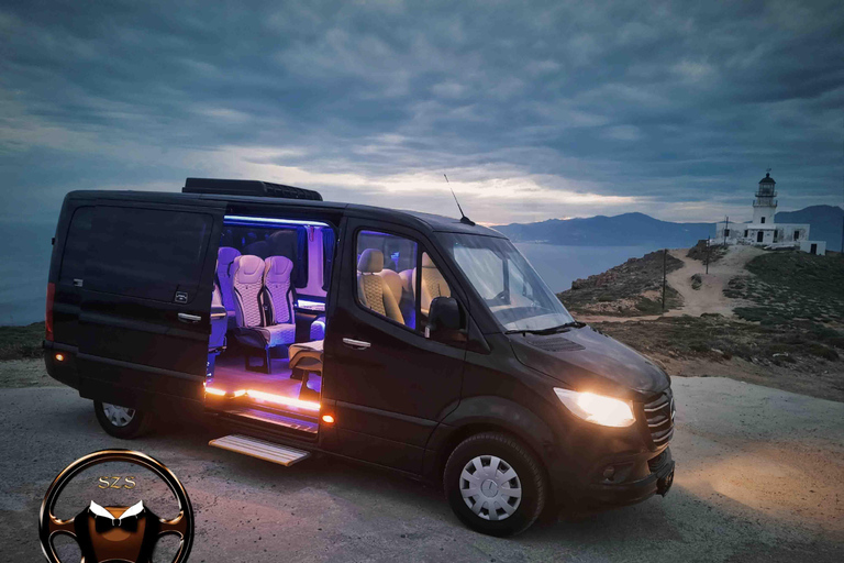 4 heures de visite privée de l&#039;île de Mykonos en minibus de luxe