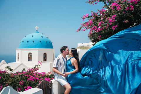 Flying dress Photoshoot in Santorini with Hotel Pickup