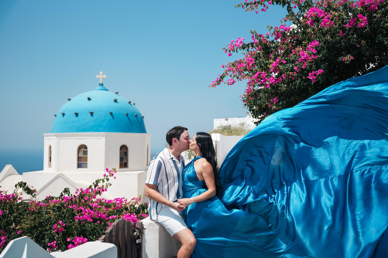 Flying dress Photoshoot in Santorini with Hotel Pickup