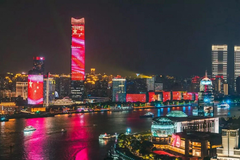 Incroyables lumières nocturnes de Shanghai : croisière sur le fleuve et transfert privé