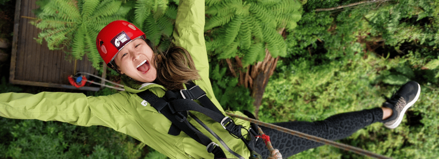 Tyroliennes de Rotorua, 400 m en tandem, promenade sur la falaise et photos