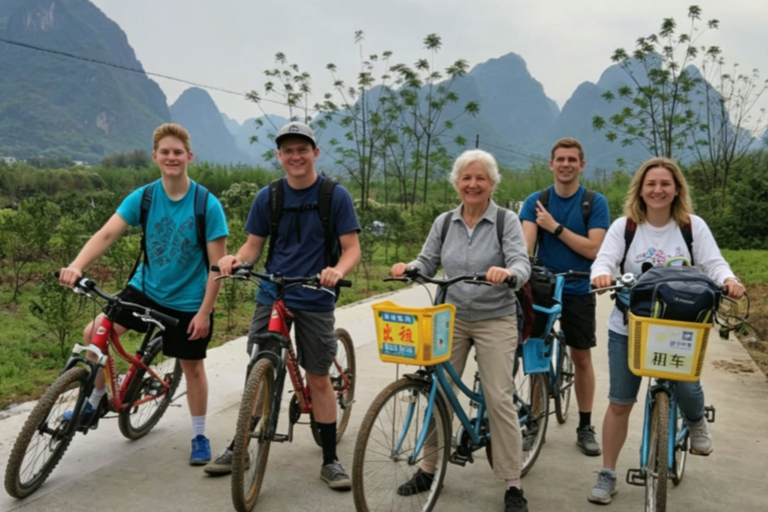 Guilin: Join a group Li river cruise biking west street tour