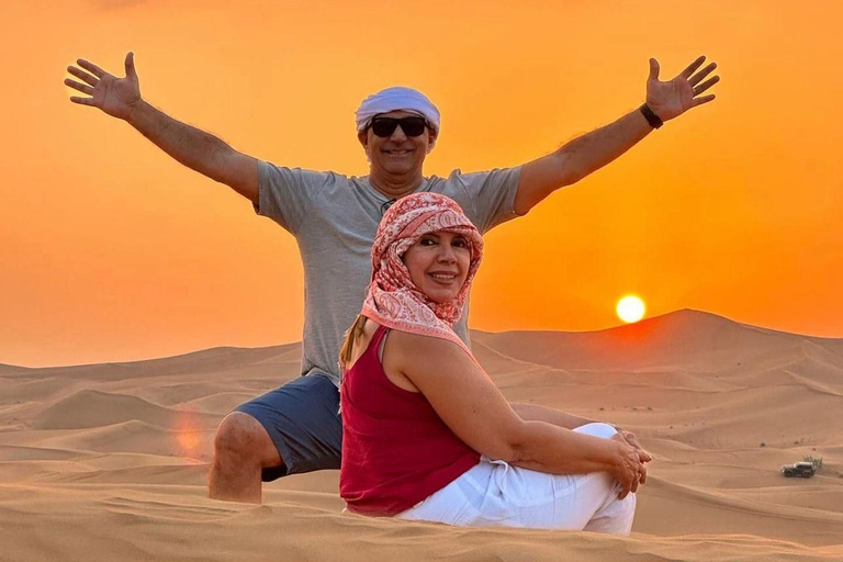 Doha: Sunset Desert Safari With Camel Ride & Dune Bashing Shared Desert Tour Pickup from meeting point Without Camel
