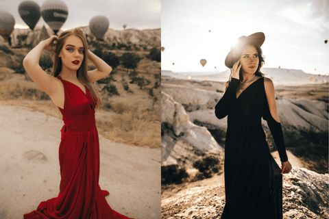 Cappadoce : Séance de photos au lever du soleil avec des robes volantes