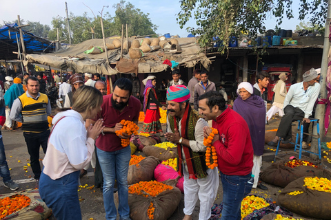 Jaipur: Ochtendwandeltour met Hawa Mahal &amp; Bloemenmarkt