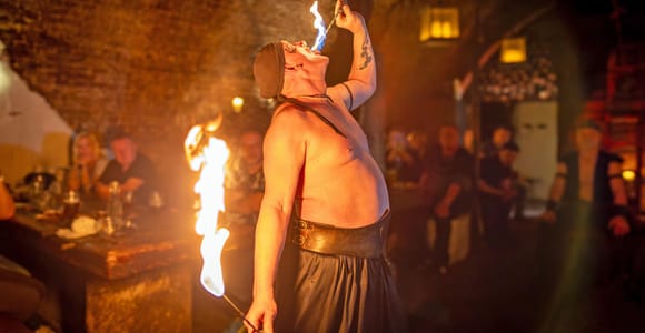 From Prague: Medieval Dinner, Show, Castle and Brewery