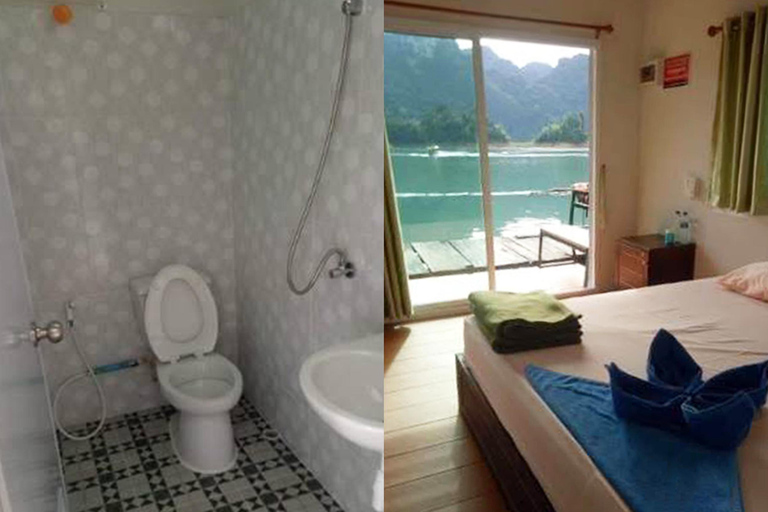 Khao Sok: Overnight Raft House Cheow Lan Lake & Coral Cave Option 1: Join Trip Raft House with Fan & *Shared Bathroom
