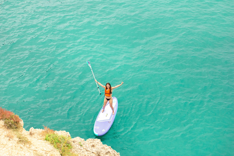 Albufeira: Sea Caves SUP Tour with hidden beach stop Albufeira: CAVE SUP TOUR with free photos and beach stop