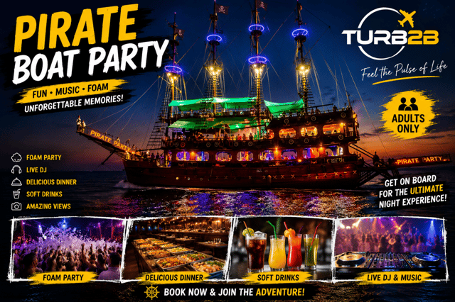 Alanya Sunset Pirate Boat: Music & Foam Party