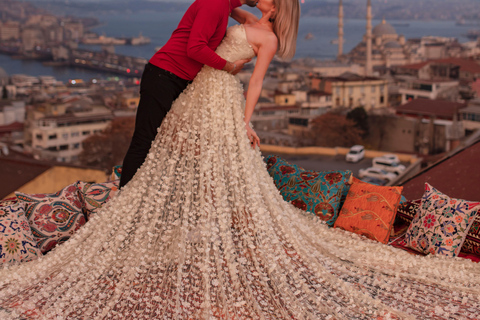 Rooftop Flying Dress Photoshoot in Istanbul