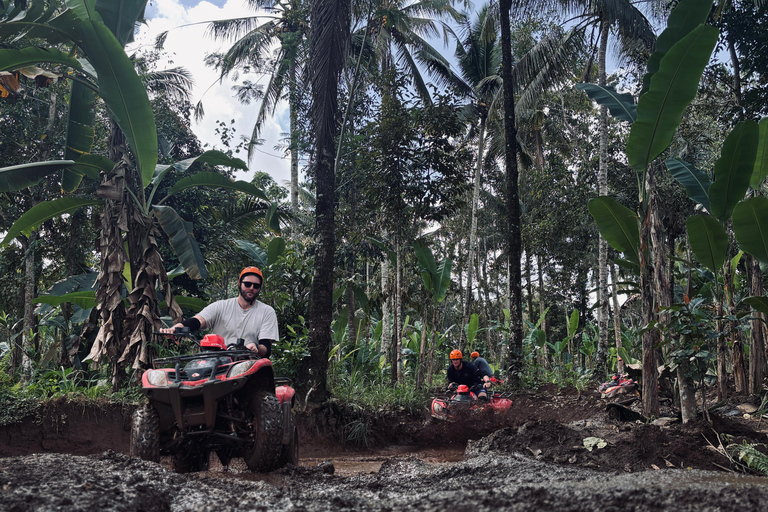 Ubud: Gorilla Face-quad, jungleschommel, waterval en maaltijdTandemrit met Bali Transfers