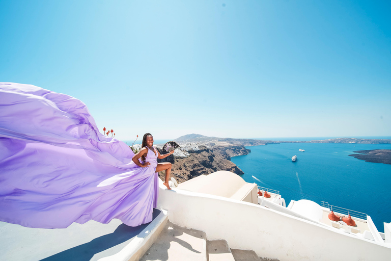 Flying dress Photoshoot in Santorini with Hotel Pickup