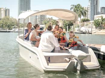 Gold Coast: elektrische picknickbootverhuur vanaf Isle of Capri