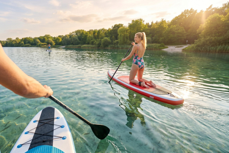 Kulkwitzer See Leipzig: Stand-Up Paddleboard Experience & Board Rental at the Aquapark Kulkwitzer See, Leipzig: 1-Hour SUP Experience & Board Rental at the Aquapark