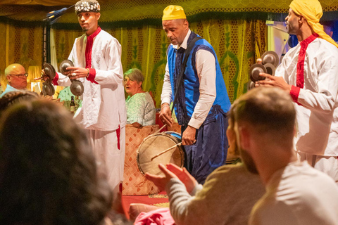 Agadir: Moroccan Wine Tasting Experience with Gourmet Bites Wine tasting and Moroccan food tasting, Gnawa music, with transportation