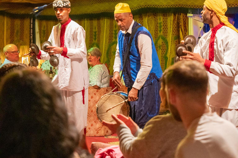 Agadir: Moroccan Wine Tasting Experience with Gourmet Bites Wine tasting and Moroccan food tasting, Gnawa music, with transportation