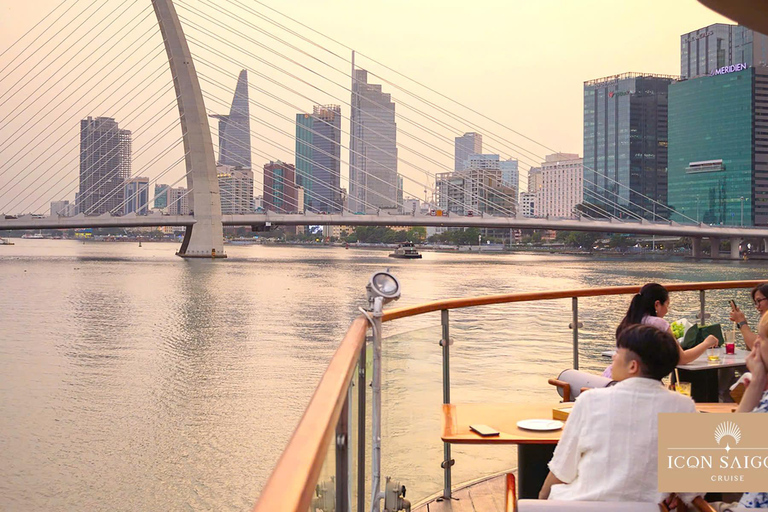 HCMC: ICON Sunset Cruise & Open Bus with Private Pickup Option 3: Sunset Cruise (Unlimited Drinks &Snack) + Open Bus