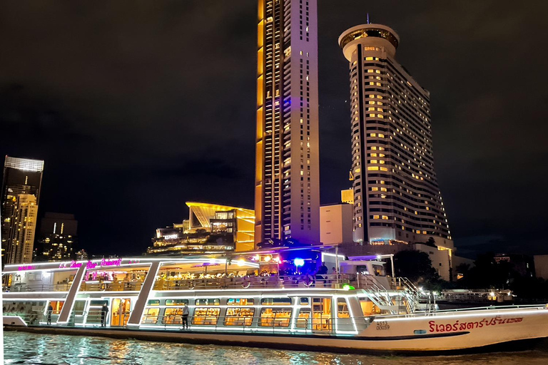 Bangkok Chao Phraya Cruise with Luxury Buffet & Open Deck Private Transfer |Wat Paknam+Chao Phraya Night Cruise Buffet