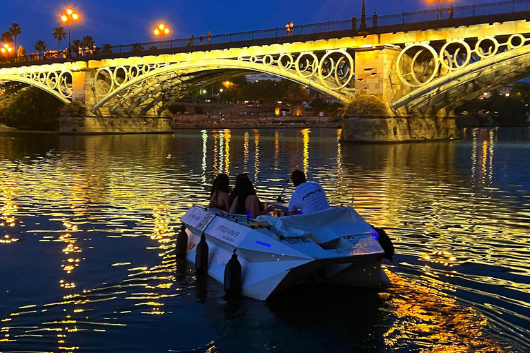 Seville from the Guadalquivir: Electric water taxi ride, TAXI SHIP. Bonifaz, father of the Spanish Navy, and the Battle of Guadalquivir.