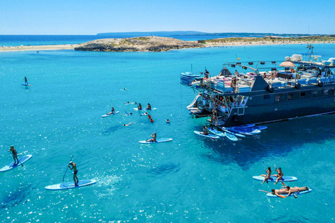 Ibiza: Formentera Boat with Open Bar, 3 meals & Sunset Party ADVANCE: Standard selection of food & open bar option