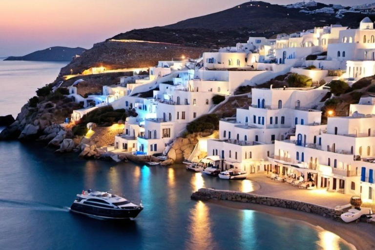 Visite privée de l&#039;île de Mykonos et déjeuner/dîner grec (inclus)