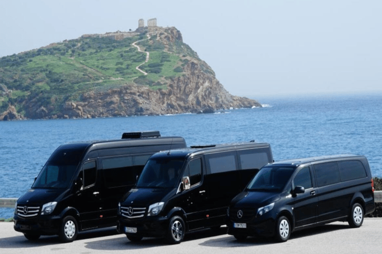 Cape Sounion Tour & Temple of Poseidon Sunset & Audio Tour Cape Sounion Mercedes Vito & Free Audio Tour (7 pers)