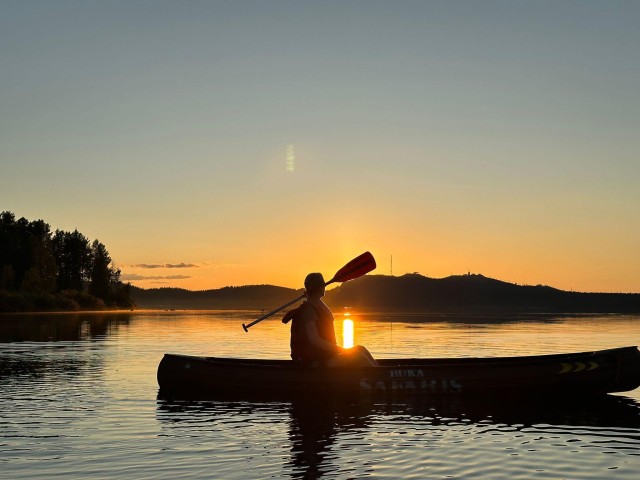 Visit Ruka  Midnight sun canoeing on the Ruka Lake in Ruka, Finland