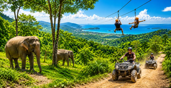 Phuket: Ethical Elephant Visit, Zipline & ATV Combo
