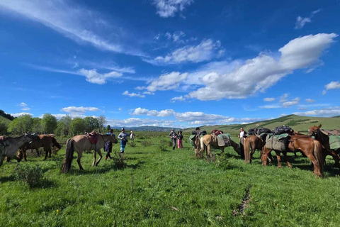 Horseback riding to Khagiin Khar lake
