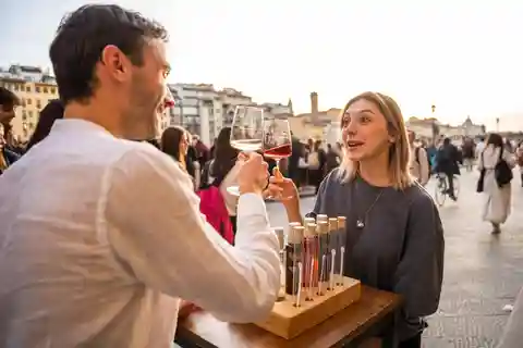 Florenz: Weinverkostung vor der Ponte Vecchio