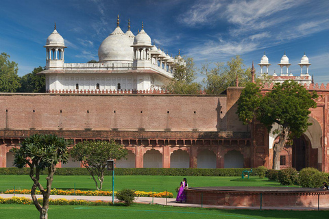 Au départ de New Delhi : Tour du Taj Mahal au lever du soleil avec Fatehpur SikriVisite privée de Delhi - voiture, guide, billets et repas 5 étoiles