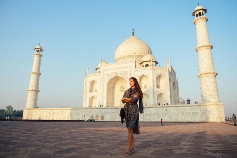 Desde Delhi: Excursión privada de un día al Taj Mahal y Agra con trasladosCoche, conductor, guía, tickets de entrada y comida