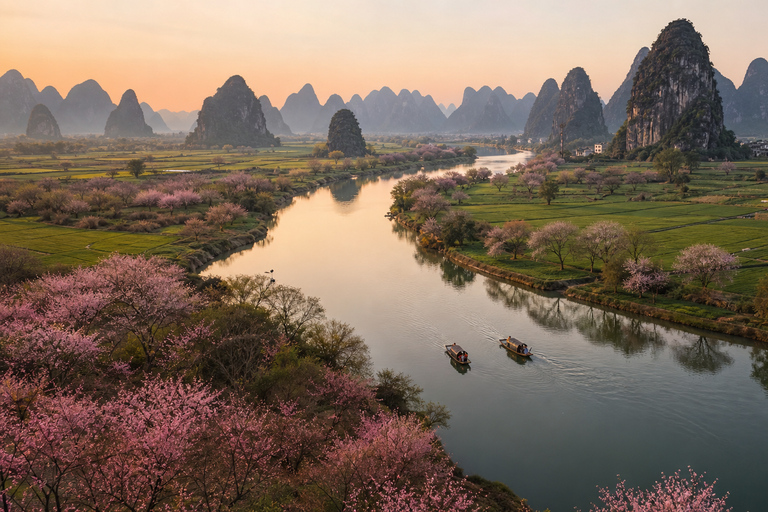 Yangshuo Ticket: Ruyi Peak, Silver Cave, Yulong River & More Li River Bamboo Raft Round Trip with Shuttle