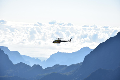 Helicopter flight over Reunion's volcanoes and cirques from St Pierre
