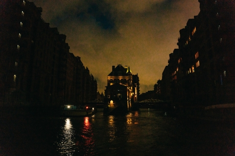 Port de Hambourg : croisière en péniche aux lumières de la ville en soirée