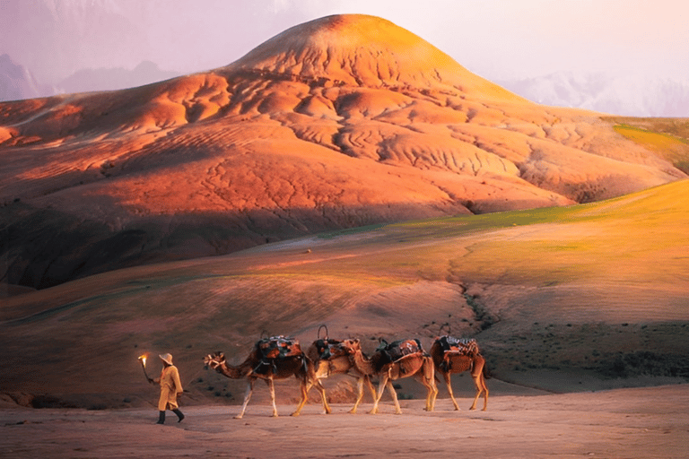 Marrakesh: Pôr do sol no deserto de Agafay, passeio de camelo e jantar com showMarraquexe: jantar no deserto de Agafay, passeio de camelo ao pôr do sol e show