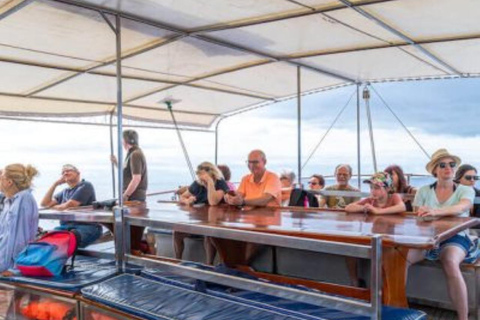 Atlantic Festival Funchal: Fireworks view from a wooden boat with a drink Atlantic Festival Funchal: Firework view from a wooden boat with a drink