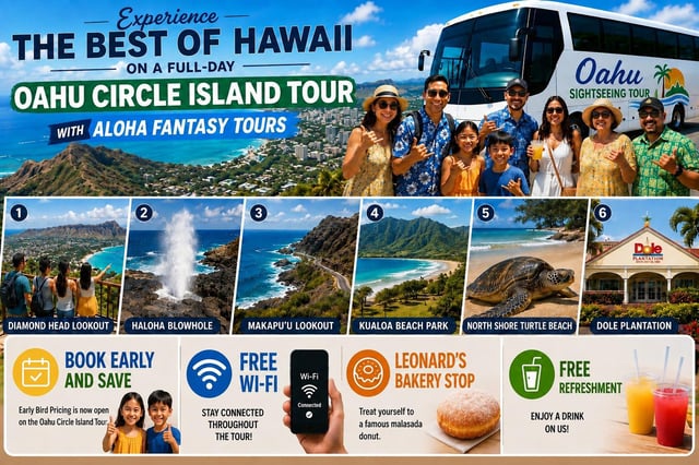 Oahu: tur pe o zi întreagă în jurul insulei | Oprire pe plajă și Wi-Fi gratuit